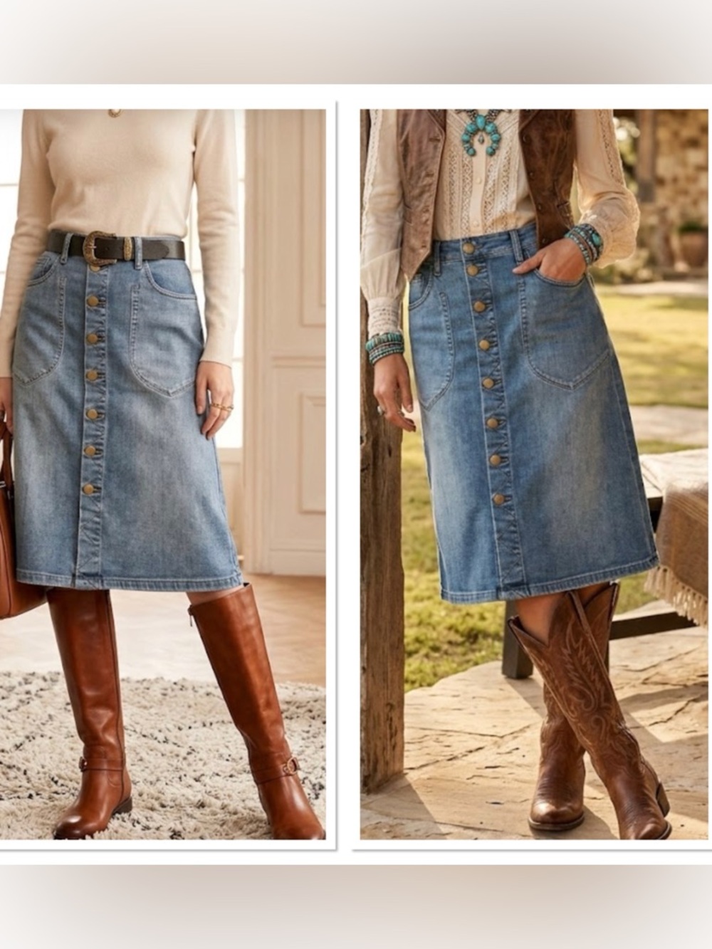 Kut from the Kloth Light Blue Button-Front Denim Midi Skirt